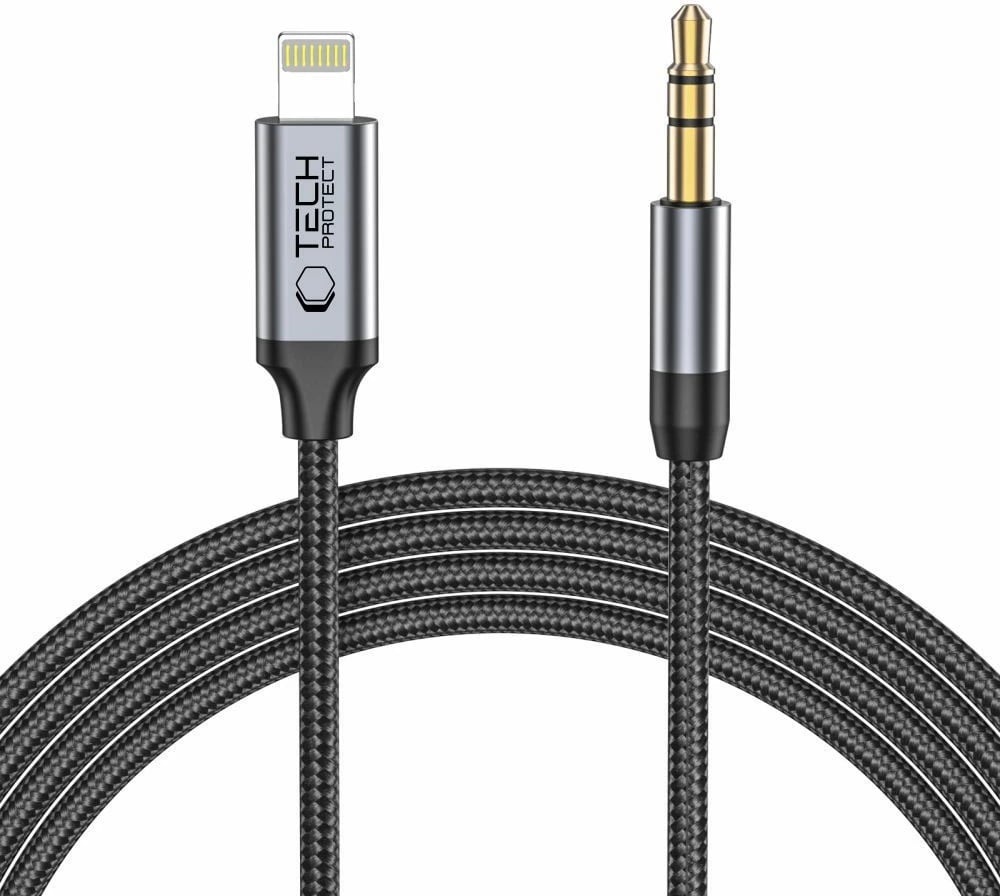 Kabllo audio Tech-Protect UltraBoost, Lightning në 3.5mm, 1m, e zezë