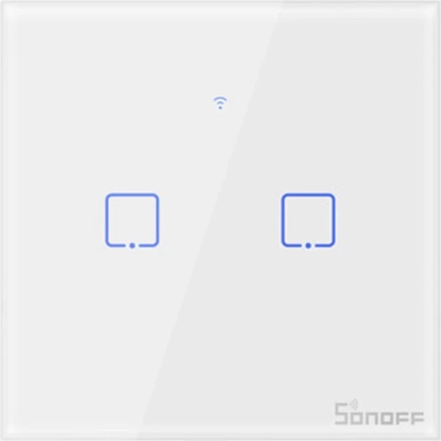 Kasë smart Sonoff T1 EU TX, 2 kanale, WiFi + RF 433MHz, e bardhë