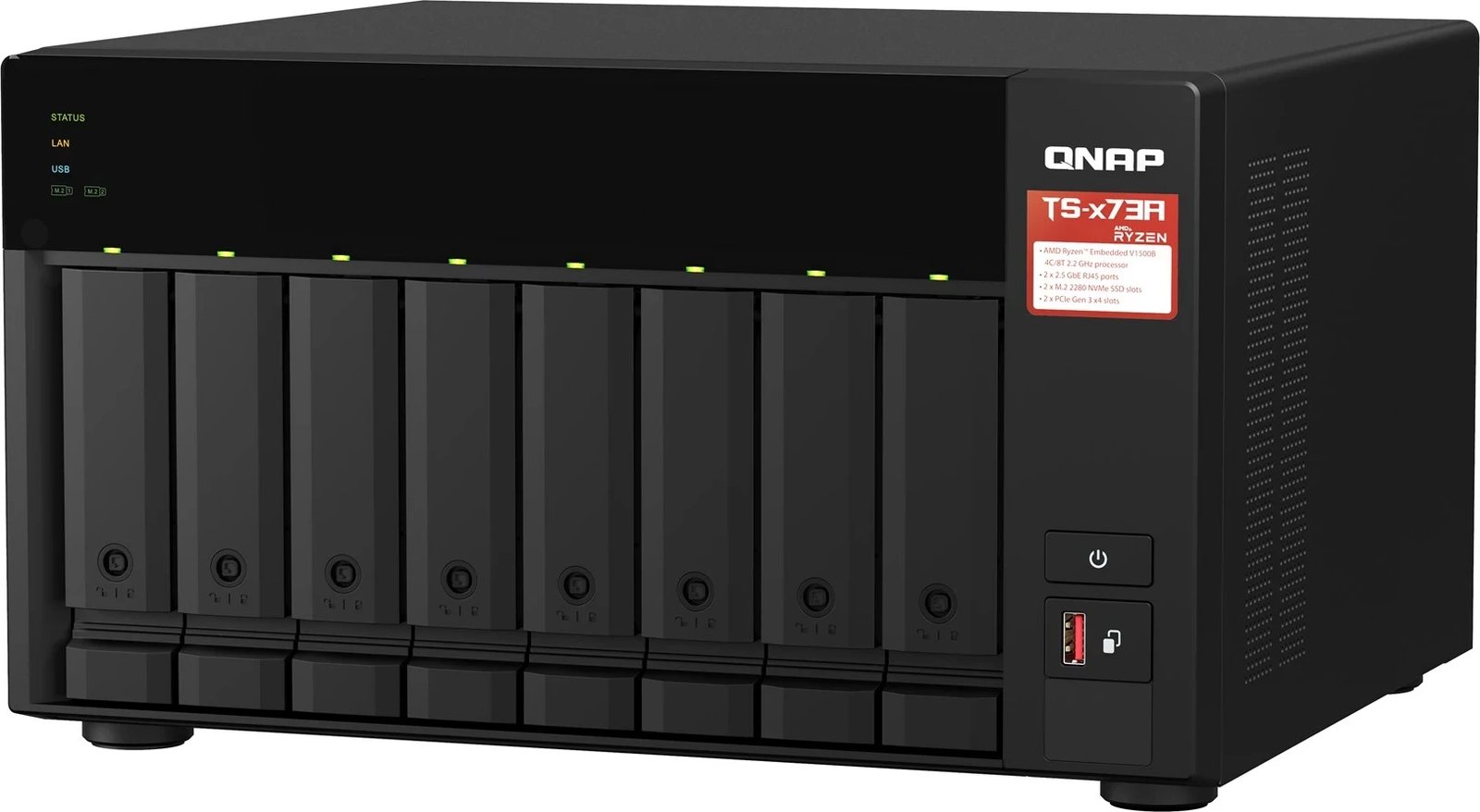 NAS QNAP TS-873A, Ryzen Embedded V1500B, 8 GB DDR4, 30.72 TB SSD, E zezë