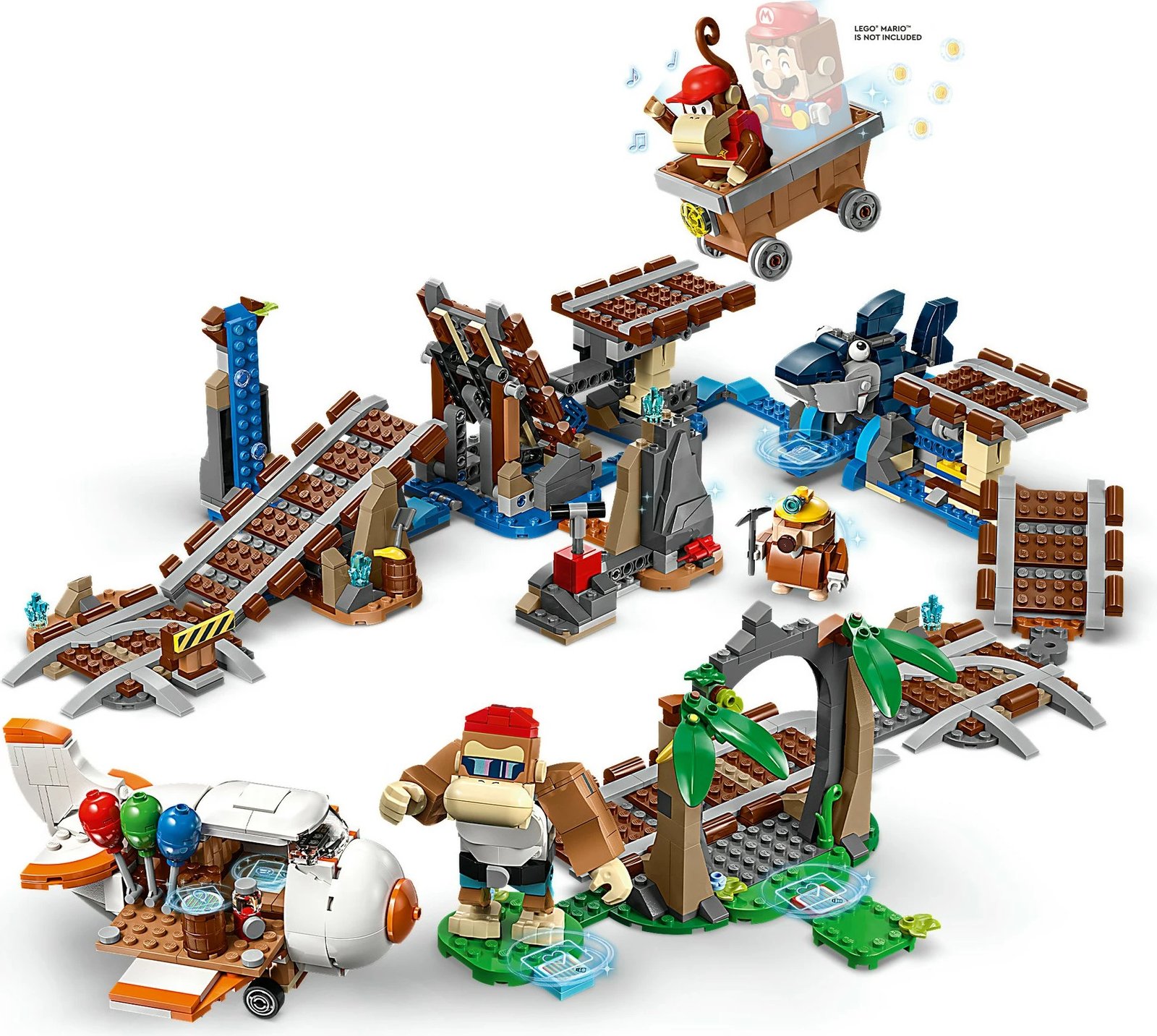 Set ndërtimi LEGO Super Mario Diddy Kong's Mine Cart Ride 71425, 1157 pjesë, shumëngjyrësh