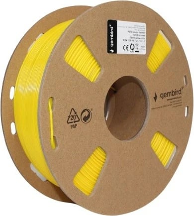 Filament 3D Gembird PETG, 1.75mm, 1kg, verdhë