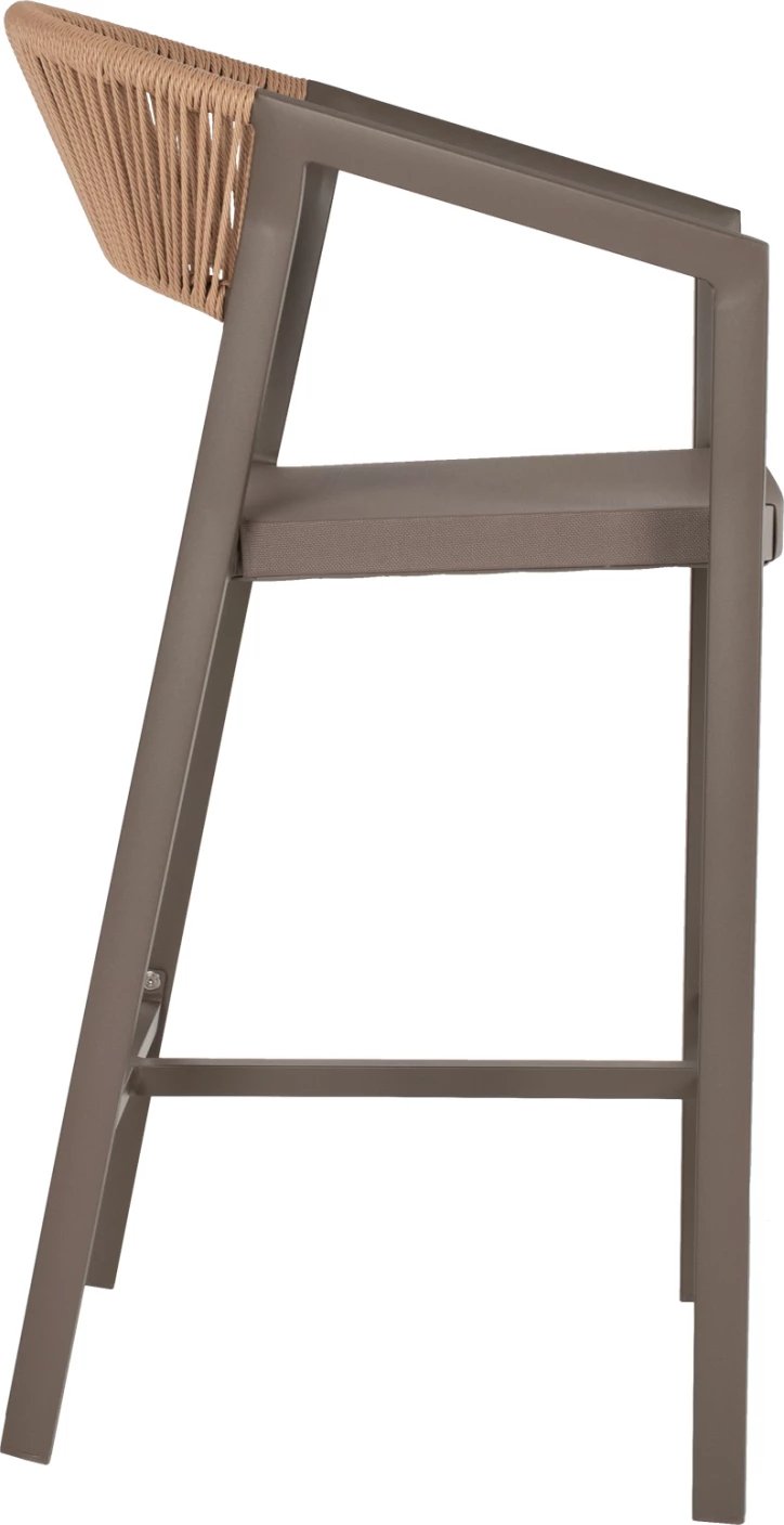 Karrige për bar alumini me krahë, ngjyrë shampanje, tekstilene PE rattan, 56x58x105Hcm, FH5892.23