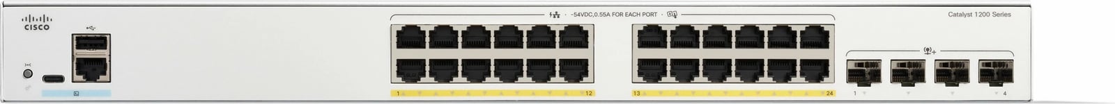 Switch Cisco Catalyst C1200-24P-4X, 24 porta GE, PoE, 4x10GE SFP+, i bardhë