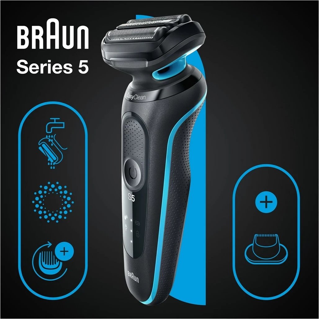 Makinë rroje Braun Series 5 51-M1200s, e zezë, blu Makinë rroje Braun Series 5 51-M1200s, e zezë, blu