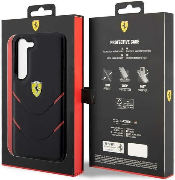 Mbështjellës Ferrari Hot Stamp Lines për Samsung Galaxy S23+, i zi