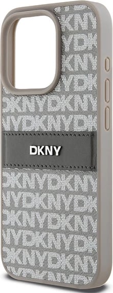 Mbështjellës DKNY Mono Stripe & Metal Logo për iPhone 15 Pro, Bezhe