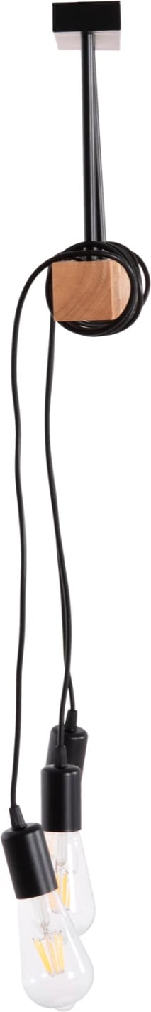 Llambë tavani me 3 drita, metal dhe dru, VOLKS FH4658, 49.5x5x134.5cm