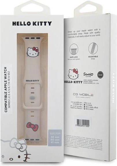 Rrip silikoni Hello Kitty për Apple Watch 38/40/41mm, bezhë