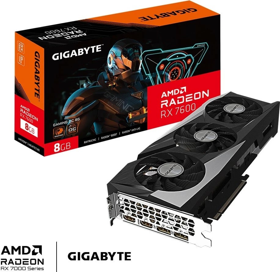 Kartelë grafike Gigabyte Radeon RX 7600 Gaming OC, 8GB GDDR6, PCI-E 4.0, E zezë