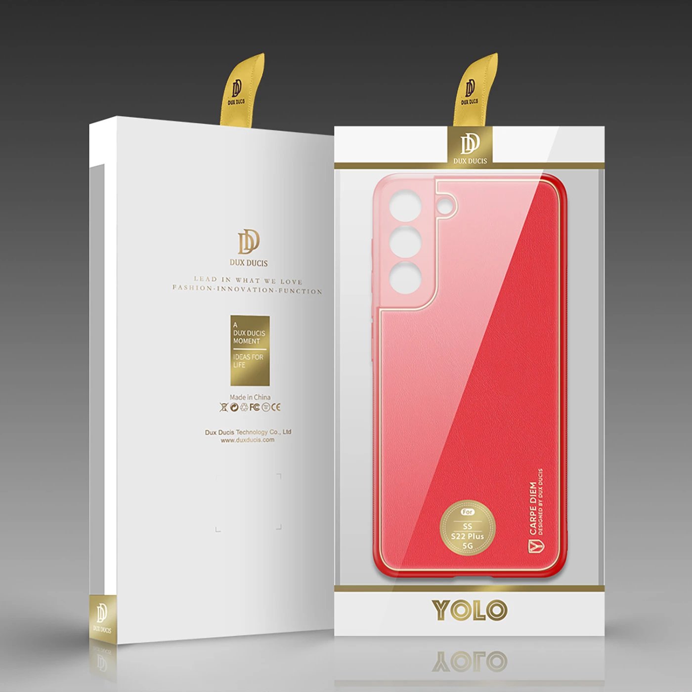 Mbështjellës Dux Ducis Yolo për Samsung Galaxy S22+, lëkurë ekologjike, Kuq