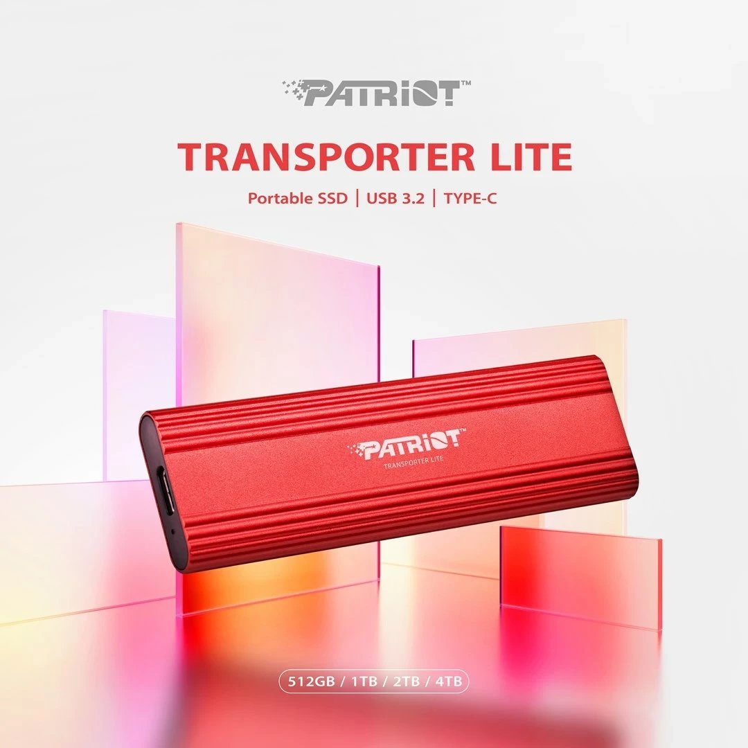 Disk i jashtëm Patriot Memory Transporter Lite 2 TB, USB Type-C 3.2 Gen 2, Kuq