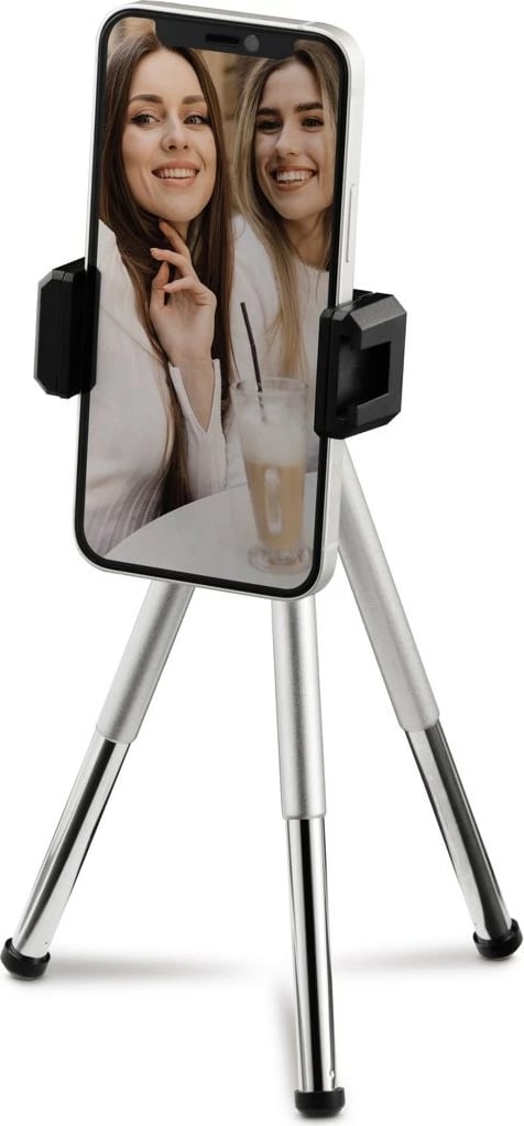 Tripod mini 2-në-1 Hama Fancy 4666 për smartphone dhe kamera, argjend