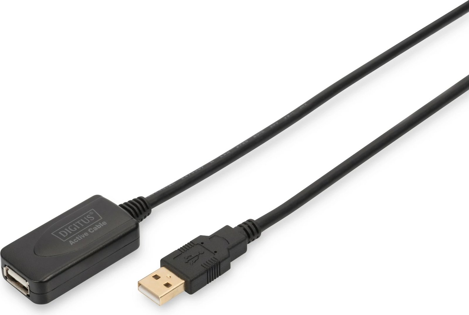 Kabëll zgjatues USB 2.0 Digitus, 5 m, USB A, USB A, Mashkull/Femër, Zi