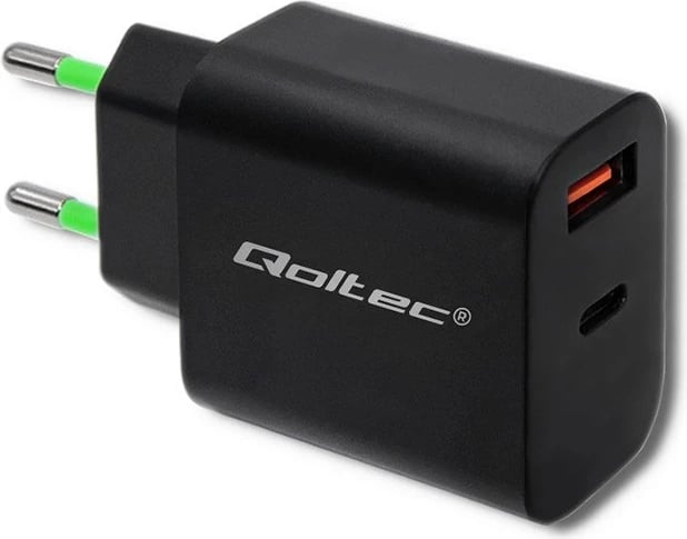 Karikuesi Qoltec 51713, 18W, USB tip C PD & USB QC 3.0, Zi