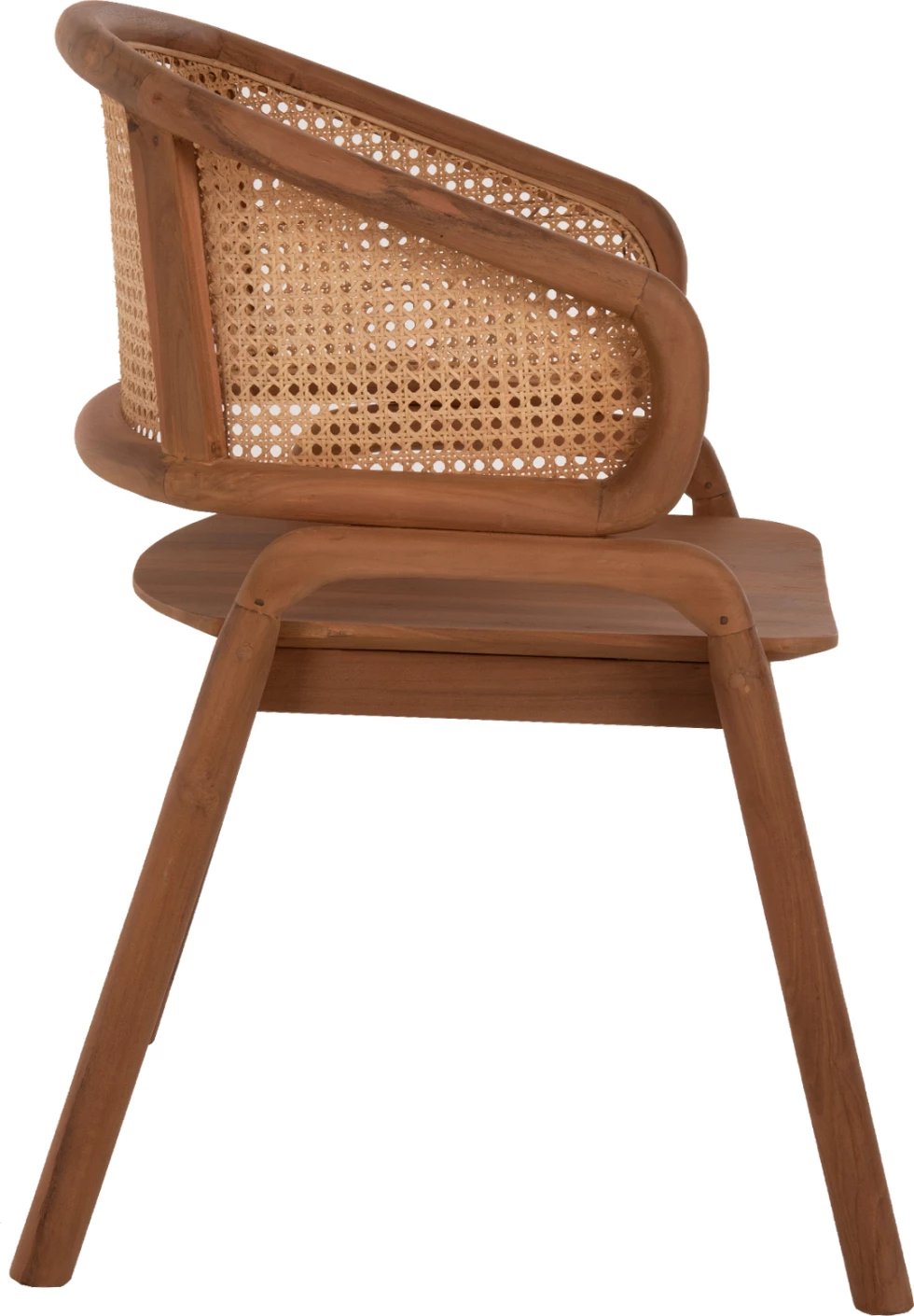 Karrige me krahë, dru teak dhe mbështetëse rattan, natyrale, 57x62x83Hcm, FH9402.01