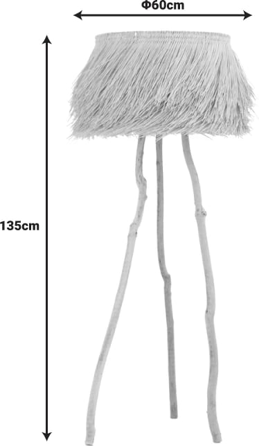 Llambë dyshemeje Herfo Inart E27 rattan ngjyrë natyrale D60χ135cm
