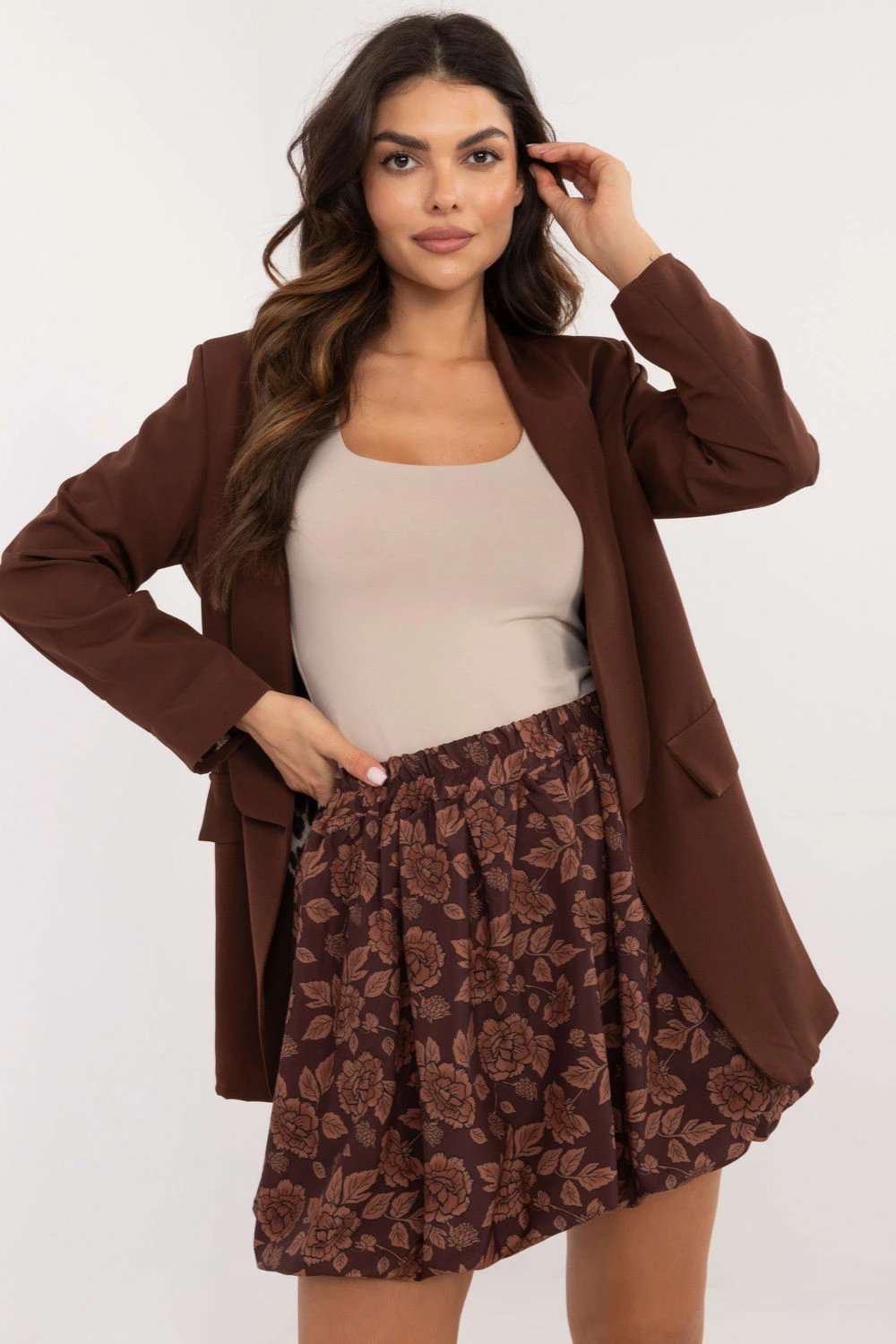 Fustan i shkurtër Italy Moda, kafe