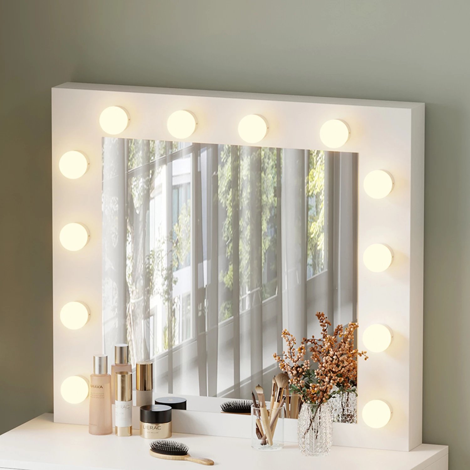 Tavolinë grimi me LED dhe sirtarë BEYON FH2500.03 melaminë, e bardhë, 80x40x140H cm Tavolinë grimi me LED dhe sirtarë BEYON FH2500.03 melaminë, e bardhë, 80x40x140H cm