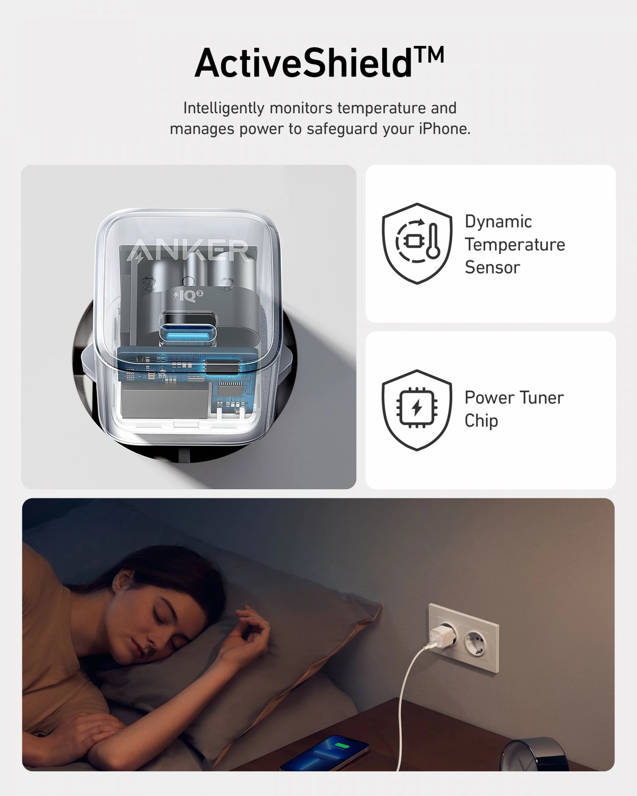 Karikues Anker 511 Nano Pro, USB, 20 W, Bardhë