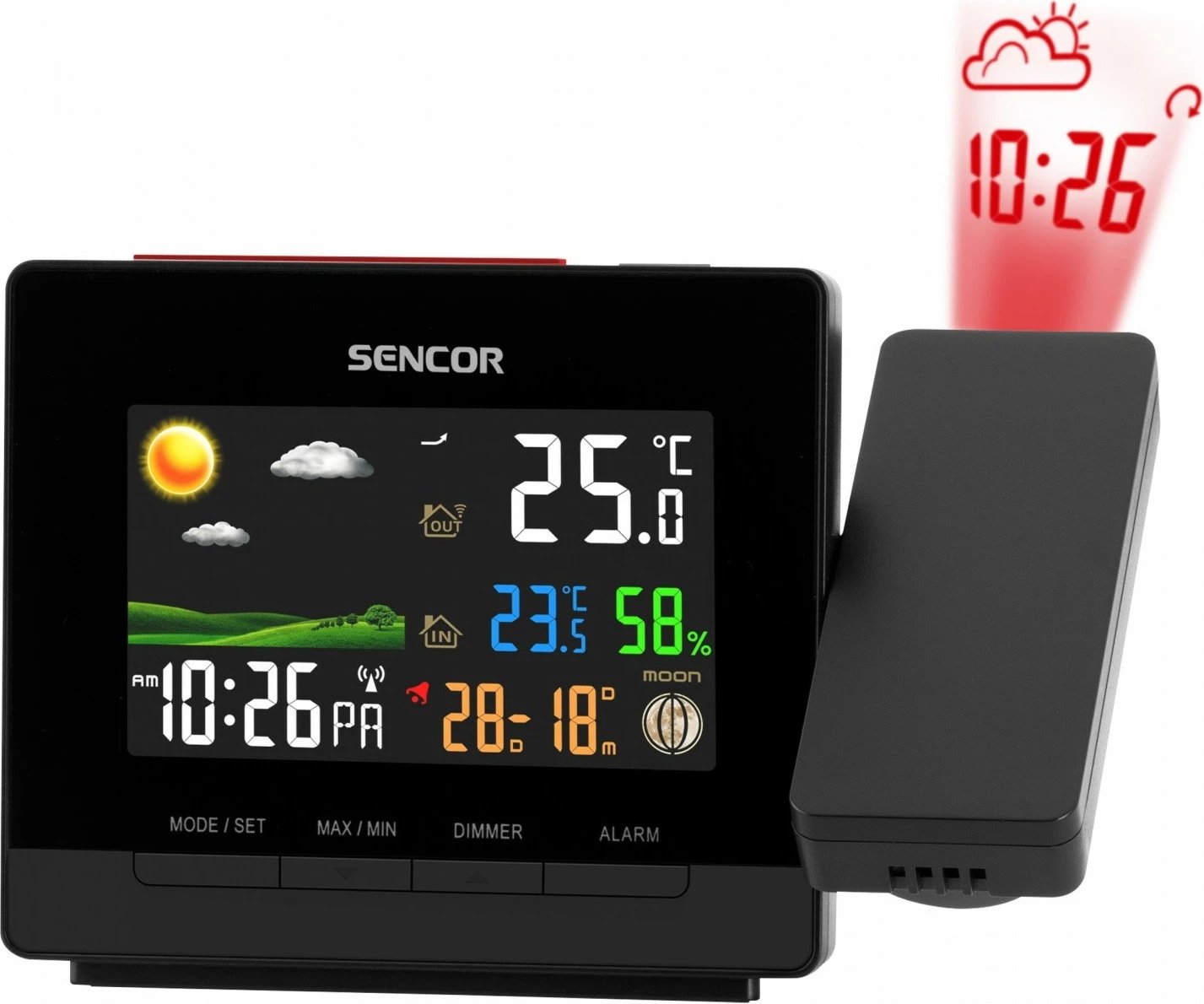 Stacion moti Sencor SWS 5400 me projektor, i zi, shumëngjyrësh