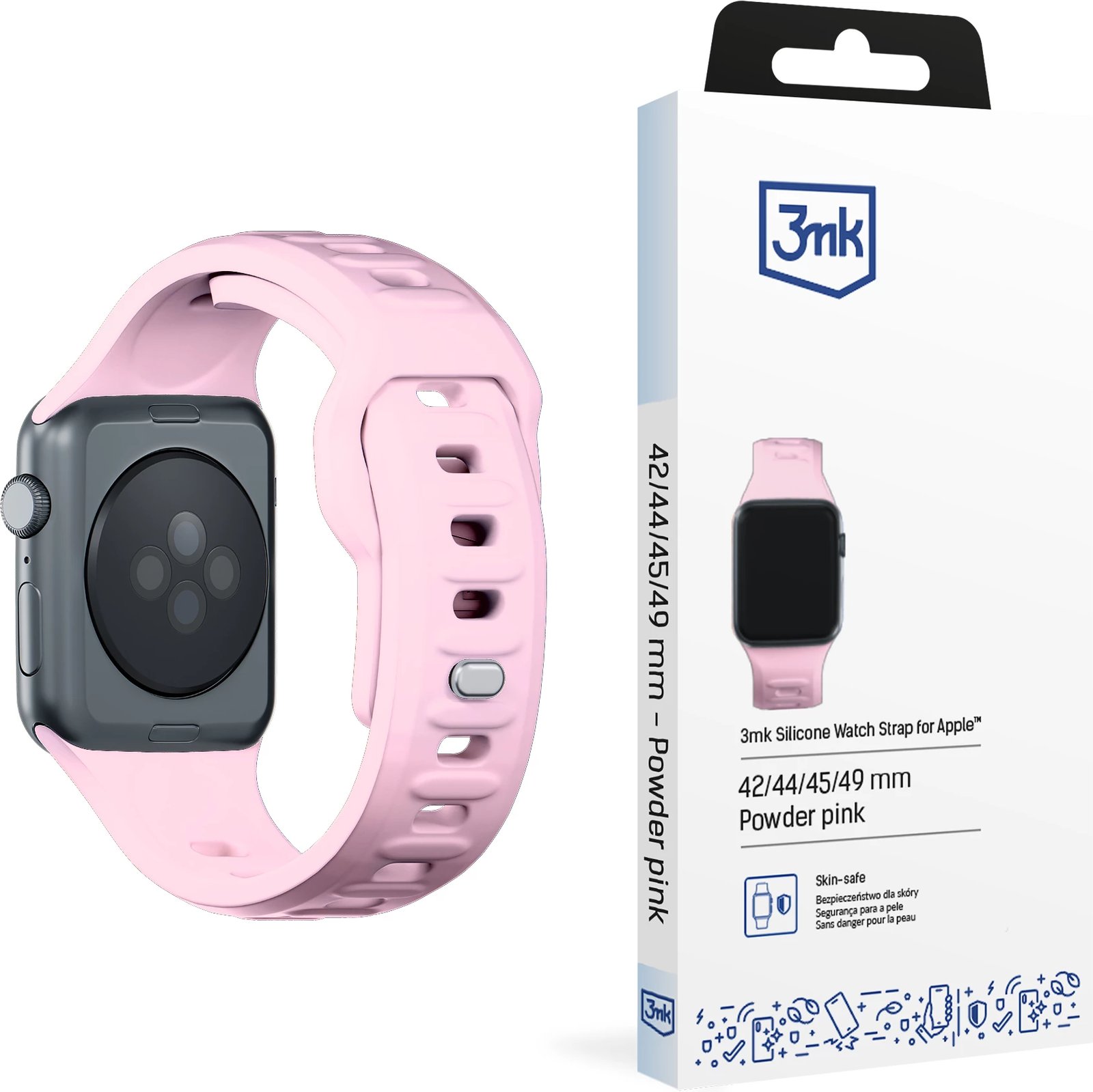 Rrip silikoni për Apple Watch 3mk, 42/44/45/49 mm, rozë