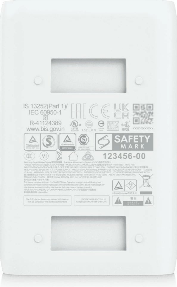 Adapter PoE+ UBIQUITI U-PoE+, 30W, 2x Gigabit LAN, i bardhë