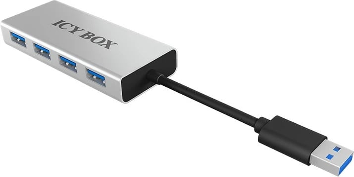 Hub USB RaidSonic ICY BOX IB-AC6104, USB 3.2 Gen 1, 5000 Mbit/s, Bardhë, Alumini