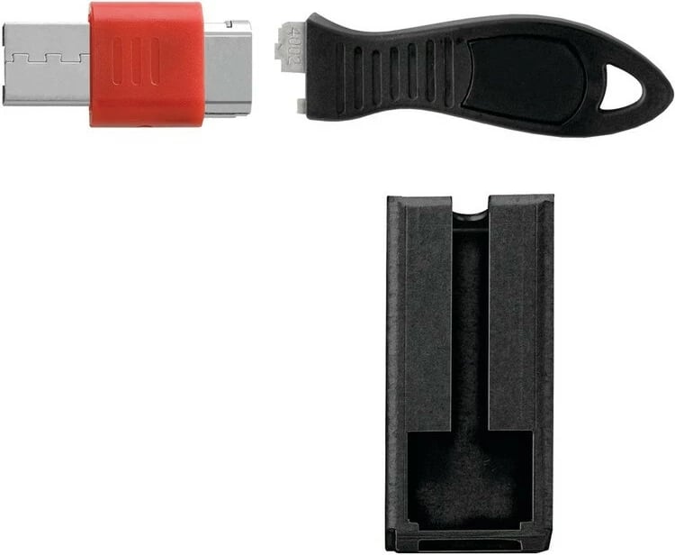 Bllok USB Kensington me mbrojtje kabllo, çelës i sheshtë, zi