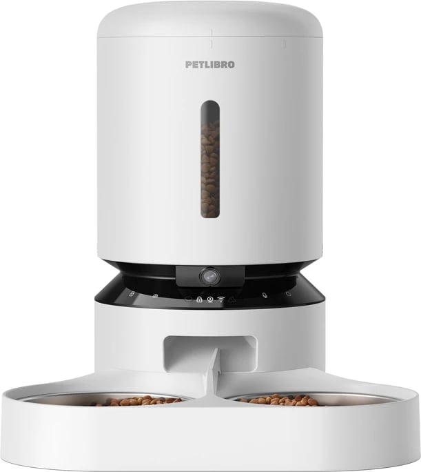 Shpërndarës ushqimi për kafshë Petlibro Granary PL-AF203-36W me kamerë, 5L, bardhë, me dy tasa