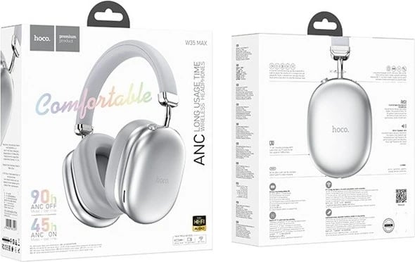 Kufje HOCO W35 Max Auspicious, ANC, wireless, Bluetooth, argjend