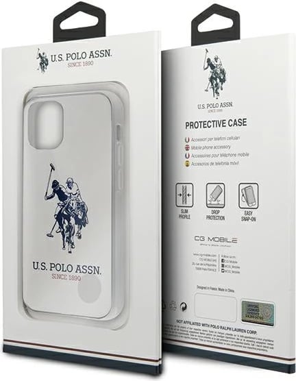 Mbështjellës U.S. Polo Assn. USHCP12STPUHRWH për iPhone 12 mini, 5.4", Shiny Big Logo, Bardhë