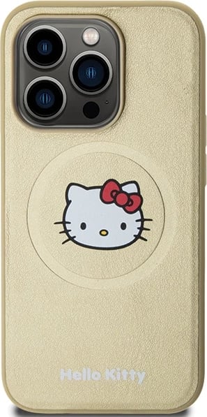 Mbështjellës Hello Kitty Leather Kitty Head MagSafe për iPhone 13 Pro Max, ari