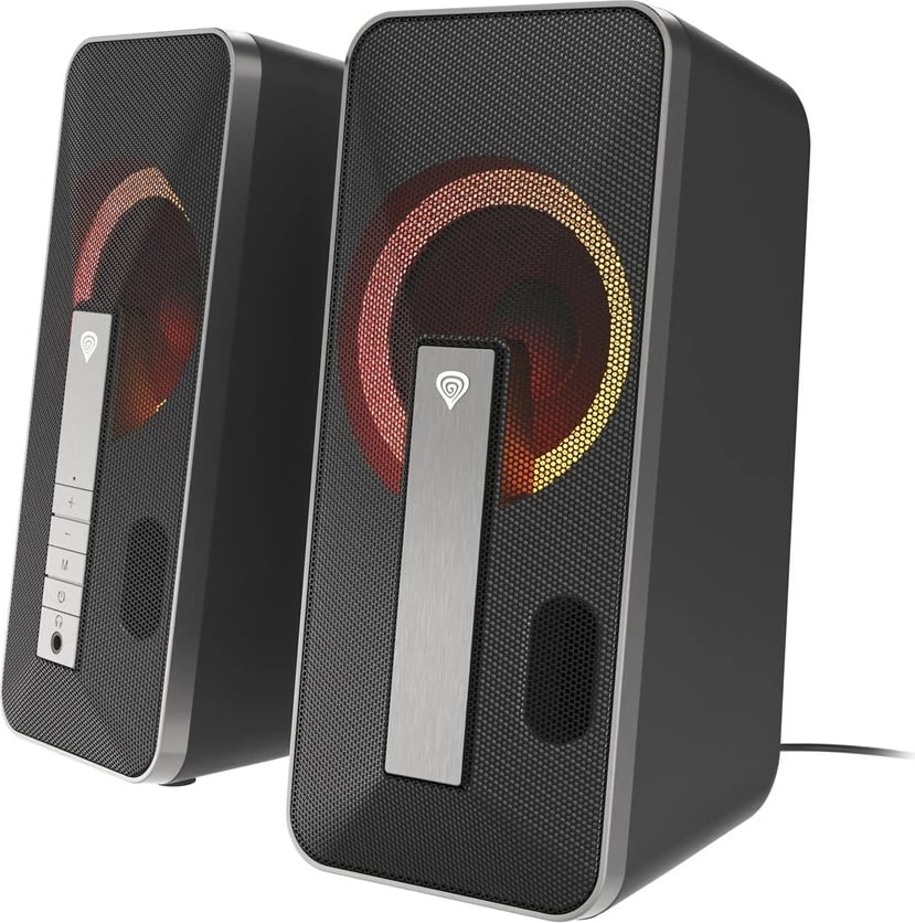 Set altoparlantësh GENESIS Helium 100 BT RGB, 10 W, PC/Laptop, i zi, argjendtë