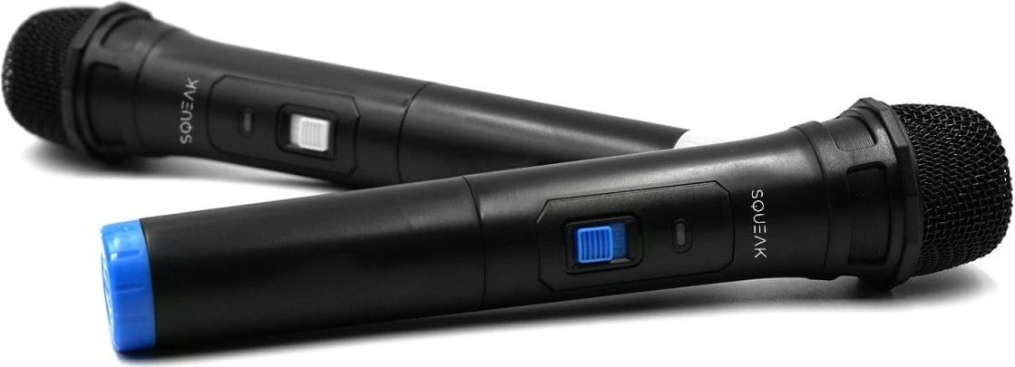 Set mikrofonash karaoke SQUEAK SQ1007 VocalDuo 2.4G, 30m, i zi, 2 copë