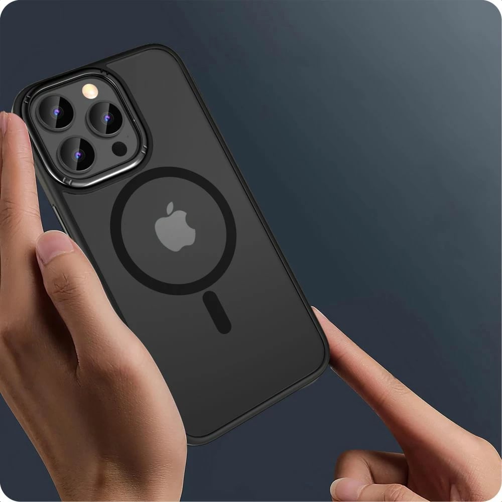 Mbështjellës Tech-Protect MagMat 2 për iPhone 15 Pro Max, MagSafe, i zi, gjysmë-transparent