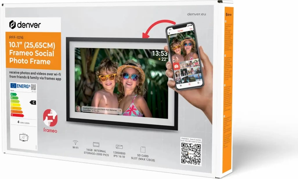 Kornizë digjitale Denver Frameo PFF-1016, 10.1", 16 GB, Ekran me prekje, e zezë Kornizë digjitale Denver Frameo PFF-1016, 10.1", 16 GB, Ekran me prekje, e zezë