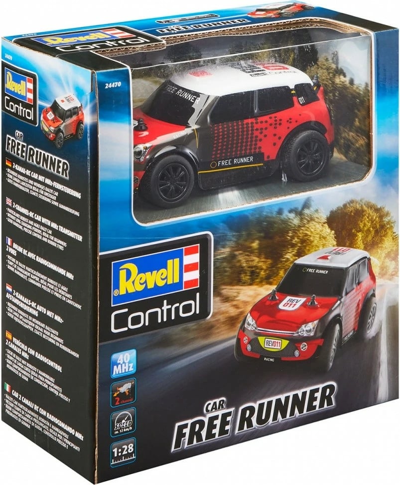 Makine me telekomandë Revell RC Free Runner, 1:28, plastike, kuqe/bardhë