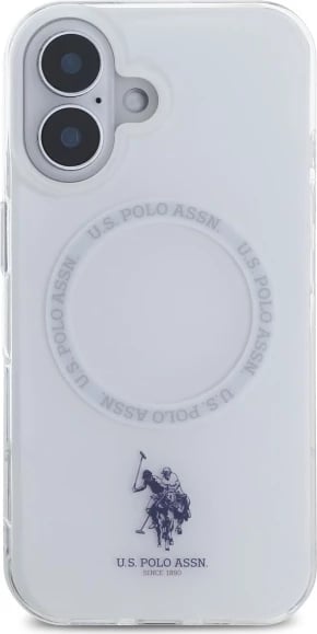 Mbështjellës U.S. Polo Assn. IML Ring MagSafe për iPhone 16, Bardhë