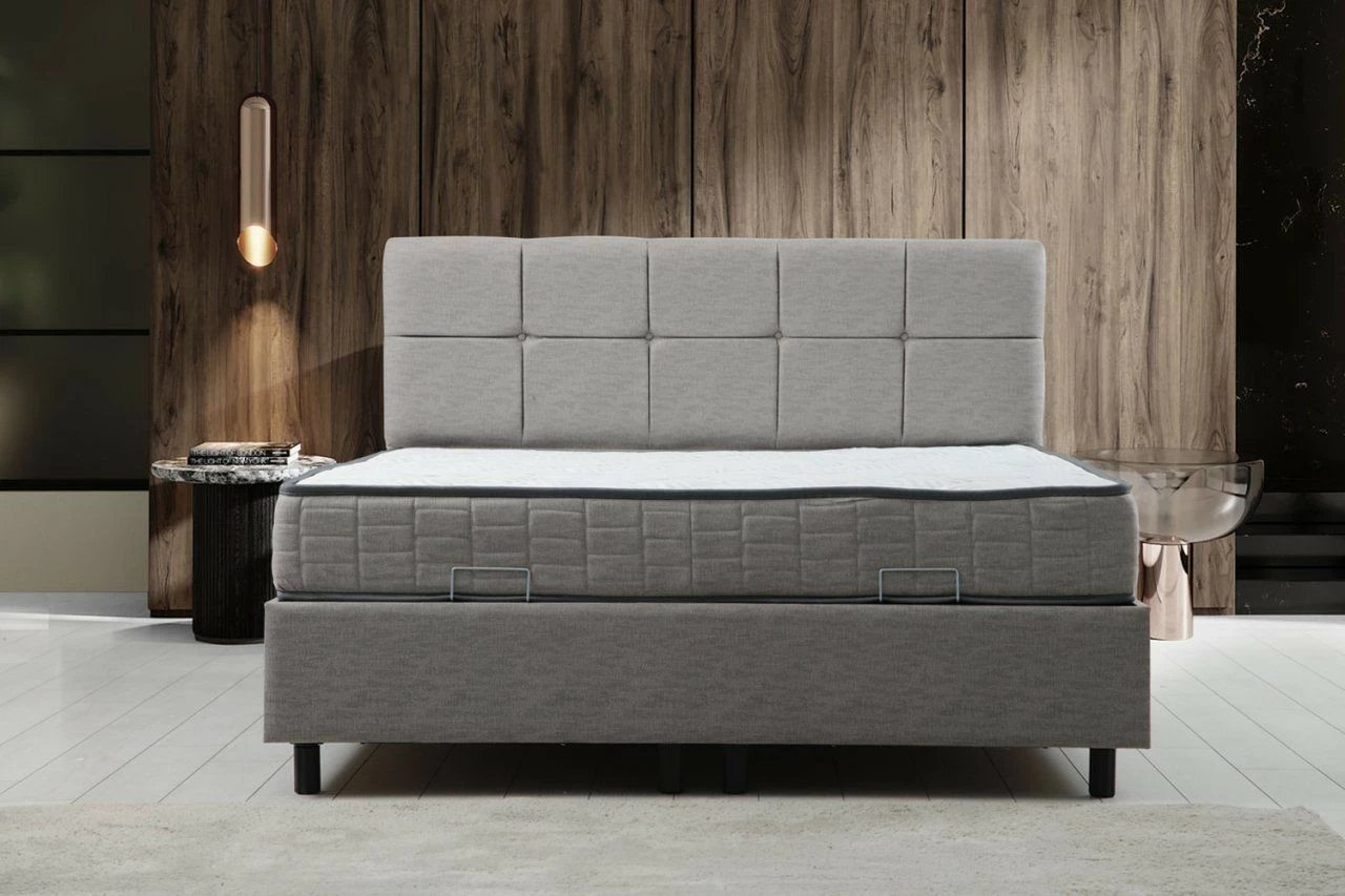 Set dyshek dopio, bazë dhe shtrat, Skye Decor, 140x200, ngjyrë gri e çelët