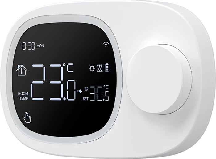 Termostat i mençur WiFi Avatto WT598, kontroll ngrohje/ftohje, ekran negativ, aplikacion Tuya/Smart Life, furnizim USB-C ose 3x AAA, i bardhë