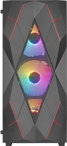 Kasë AeroCool Volcan, Midi Tower, ATX/mATX/mini-ITX, e zezë, me drita RGB