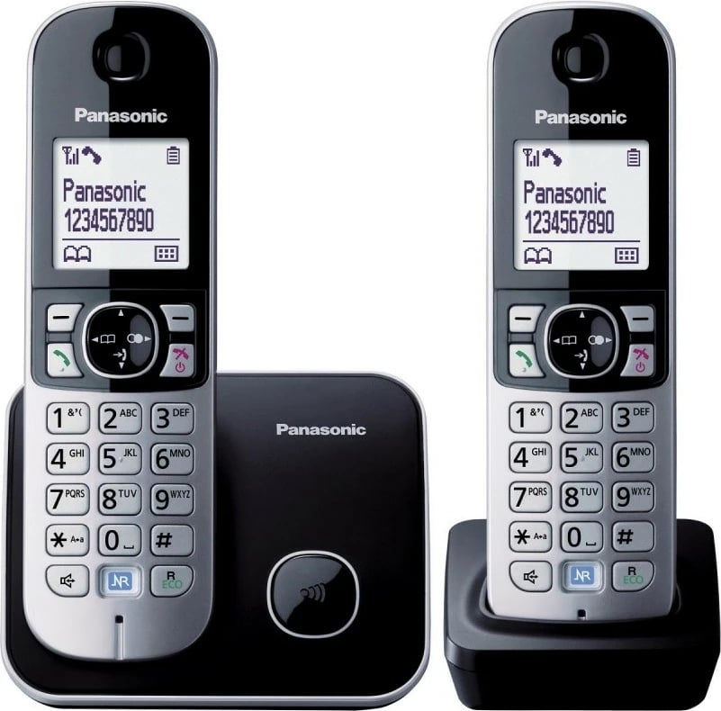 Telefon pa kabllo Panasonic KX-TG6812, 2 aparate, i zi/argjendtë