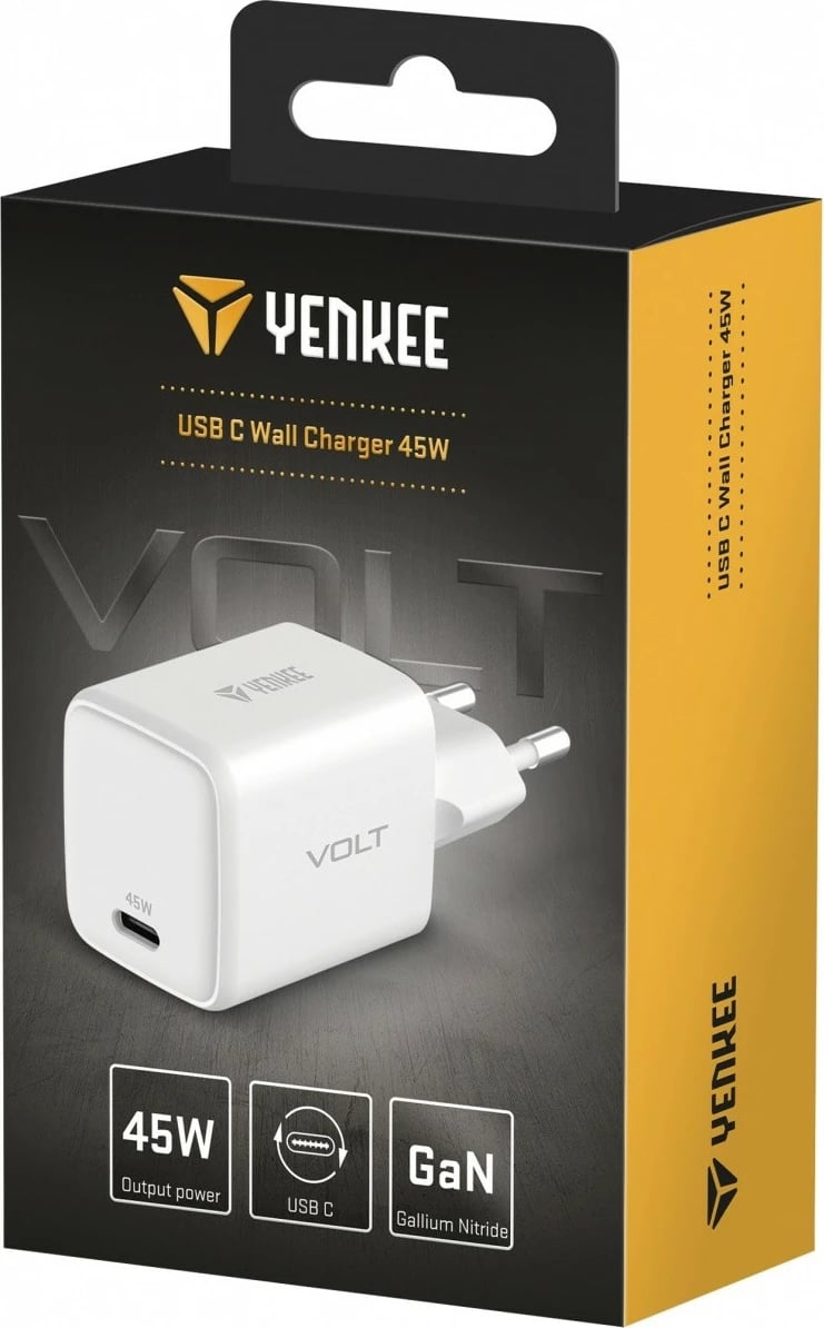 Karikues muri YENKEE YAC G45 VOLT, USB Type-C, 45W, Bardhë