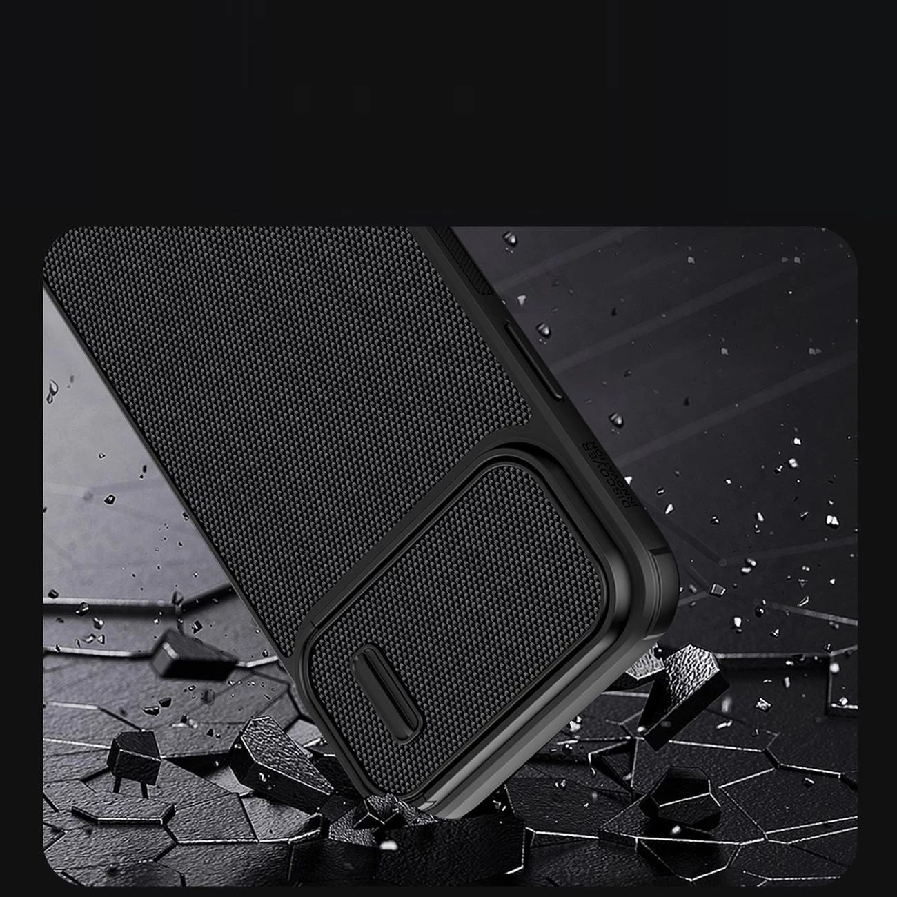 Mbështjellës Nillkin Textured S Case për iPhone 14 Plus me kapak kamere, i zi