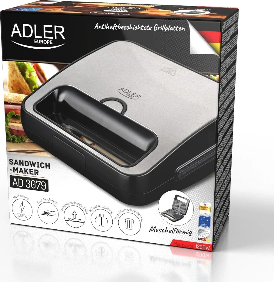 Toster sanduiqesh Adler AD 3079, i zi