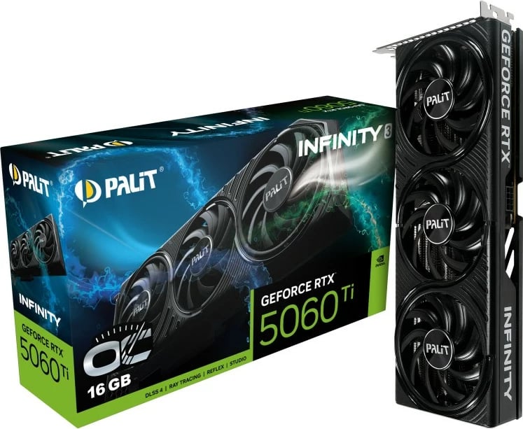 Kartë grafike Palit GeForce RTX 5060 Ti Infinity 3 OC, 16GB GDDR7, PCI Express 5.0, e zezë