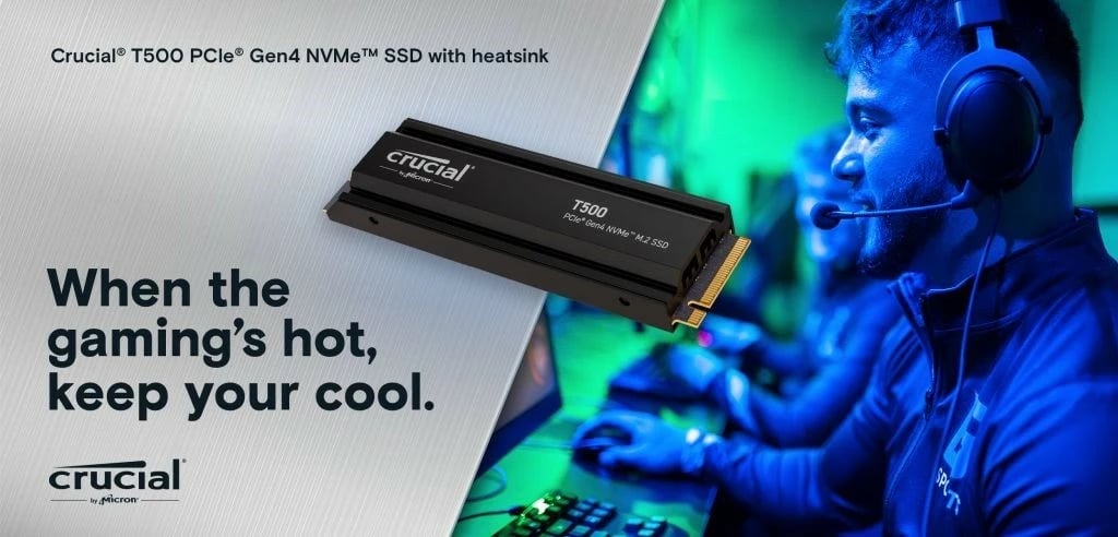 SSD Crucial T500, 1TB, M.2 2280, PCIe 4.0, me radiator