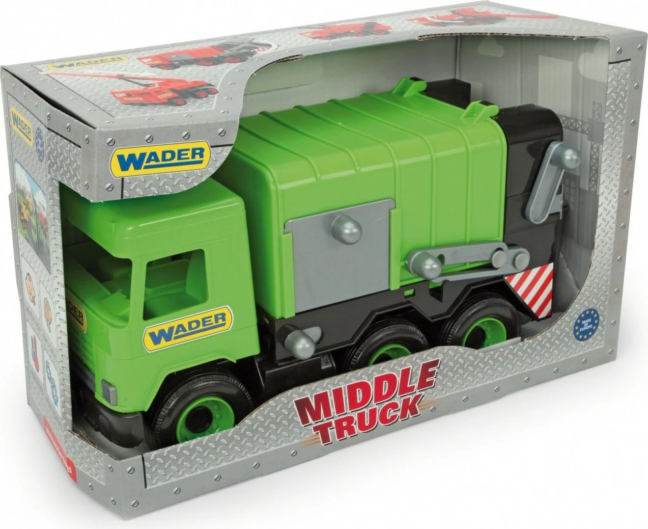 Kamion lodër Wader Middle Truck, 42 cm, plastikë, gjelbër/gri, në kuti