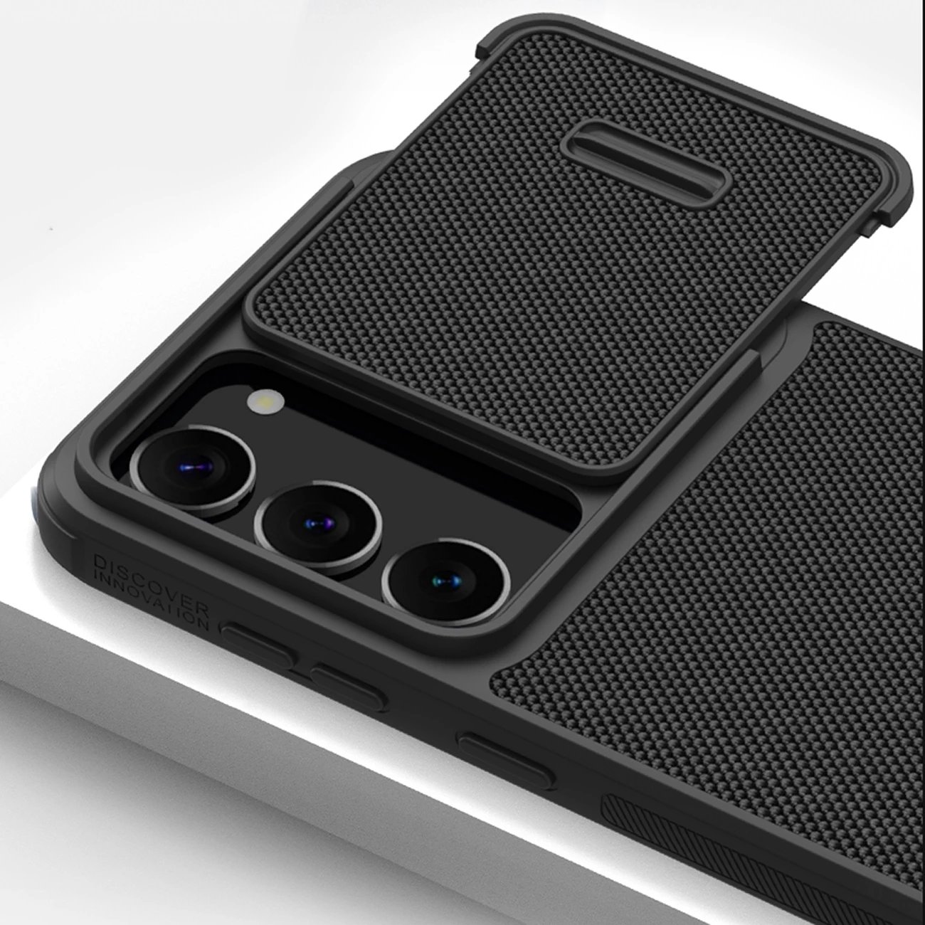 Mbështjellës Nillkin Textured S Case për Samsung Galaxy S23+, me kapak kamere, e zezë