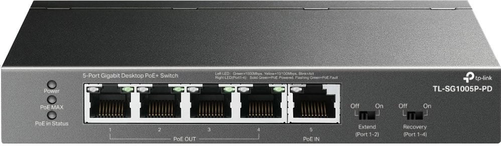 Switch TP-LINK TL-SG1005P-PD, 5 porta Gigabit, PoE++/PoE+, Kasë metalike, Desktop